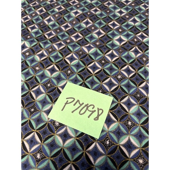 Geometric Blue & Green Pattern Fabric 11" x 35" Cotton Material Crafting Quiltin - Picture 6 of 6